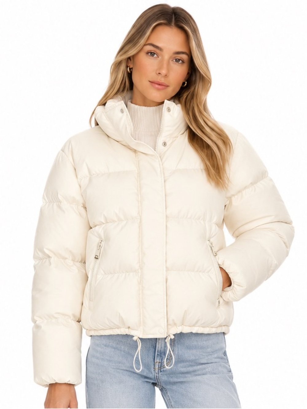 Club Monaco Ivory White Down Puffer Jacket Size Small